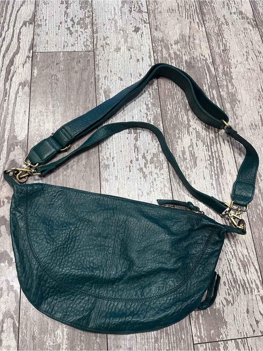 Anthropologie Teal Green Leather Shoulder Bag